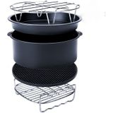 5 in 1 Fryer Accessory Set Multifunctional Air Fryer Set Grill Pizza Pan Five-piece set (round baking pan)