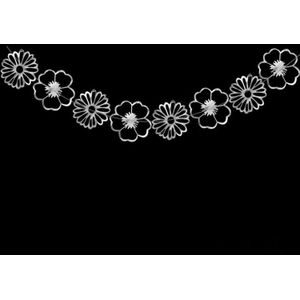 Hollow Flowers Leaves Wall Applique String Decoration Wedding Birthday Party Holiday Decoration  Style:Section C Hollow Flower(Silver)