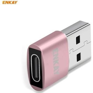 ENKAY ENK-AT105 USB Male to USB-C / Type-C Female Aluminium Alloy Adapter Converter  Support Quick Charging & Data Transmission(Rose Gold)