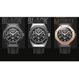 Baogela 1901 Honeycomb Hollow Luminous Dial Silicone Strap Quartz Horloge voor Mannen (Black Rose Gold)