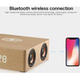 Q5A Multifunctional Wooden Touch Clock Display Wireless Charging Bluetooth Speaker  Support TF Card & U Disk & 3.5mm AUX(Walnut)