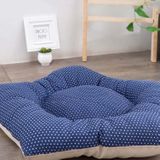 Cotton Canvas Pet Tent Cat and Dog Bed with Cushion  Specification: Large 60×60×70cm(Navy Blue Dot)