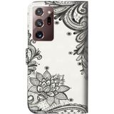 For Samsung Galaxy Note 20 Ultra 3D Painting Pattern Horizontal Flip TPU + PU Leather Case with Holder & Card Slots & Wallet(Diagonal Black Flower)