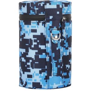 Camouflage Color Large Lens Case Zippered Cloth Pouch Box for DSLR Camera Lens  Size: 16x10x10cm (Blue)