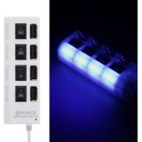 4 Ports USB Hub 2.0 USB Splitter High Speed 480Mbps with ON/OFF Switch  4 LED(White)