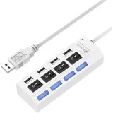 4 Ports USB Hub 2.0 USB Splitter High Speed 480Mbps with ON/OFF Switch  4 LED(White)