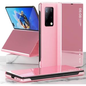 For Huawei Mate X2 Electroplated Mirror Protective Case with Holder(Pink)