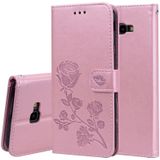 Rose Embossed Horizontal Flip PU Leather Case for Samsung Galaxy J4 Plus  with Holder & Card Slots & Wallet (Rose Gold)