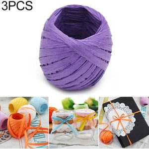 3 PCS 20M Paper Rope Raffia Ribbon Natural Lace Rope Gift Box Wrapping DIY Decoration(Purple )