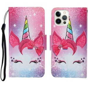 For iPhone 12/12 Pro Painted Pattern Horizontal Flip Leathe Case(Unicorn)