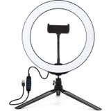 PULUZ 10.2 inch 26cm Light + Desktop Tripod Mount USB 3 Modes Dimmable LED Ring Vlogging Selfie Photography Video Lights with Cold Shoe Tripod Ball Head & Phone Clamp(Black)