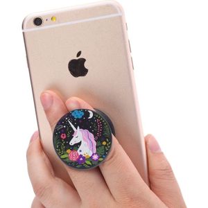 Multi-Function Unicorn Pattern Universal Phone Holder Expanding Stand Grip Clamp Rope Stand for Smartphones