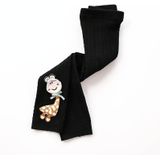 Children Pantyhose Knit Cotton Cartoon Girl Tights Baby Cropped Pants Socks Size: M 1-2 Years Old(Black)