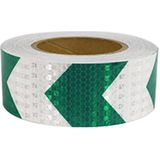 PVC Crystal Color Arrow Reflective Film Truck Honeycomb Guidelines Warning Tape Stickers 5cm x 25m(White Green)