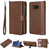 For Galaxy S8 Plus 2 in 1 Solid Color Zipper Shockproof Protective Case with Card Slots & Bracket & Photo Holder & Wallet Function(Brown)