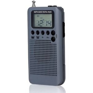 HRD-104 Mini Portable FM + AM Two Band Radio with Loudspeaker(Grey)