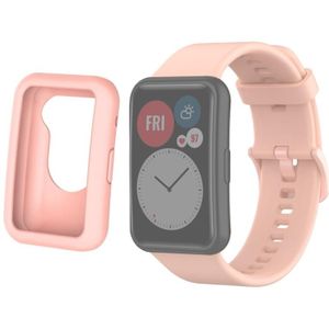 For Huwei Watch Fit Protective Silicone Case + Silicone Watchband Kit(Pink)