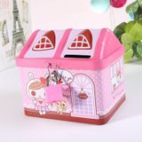 Children Cartoon Saving Small Coin Storage House Piggy Bank(Pink)