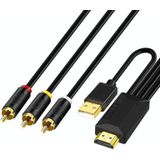 2m JingHua HDMI-3RCA HDMI To 3RCA Conversion Cable Set-Top TV Projector AV Lotus Converter Cable