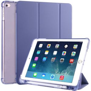 For iPad Air / Air 2 / 9.7 (2017) & (2018) 3-folding Horizontal Flip PU Leather + Shockproof TPU Case with Holder & Pen Slot(Lavender Purple)