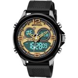 SANDA 793 large Dial Tide Watch Student Fashion Trend Multi Function Double Glow Waterproof Electronic Watch(Gold)