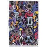 For Samsung Galaxy Tab A 10.1 (2019) T510/T515 Colored Drawing Pattern Horizontal Flip PU Leather Case with Holder & Card Slot(Graffiti)
