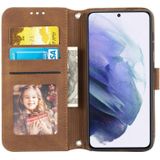 For Samsung Galaxy S21+ 5G Embossed Striped Magnetic Buckle PU + TPU Horizontal Flip Leather Case with Holder & Card Slot & Wallet & Photo Frame & Sling(Brown)