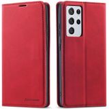 For Samsung Galaxy S21 Ultra 5G Forwenw Dream Series Oil Edge Strong Magnetism Horizontal Flip Leather Case with Holder & Card Slots & Wallet & Photo Frame(Red)