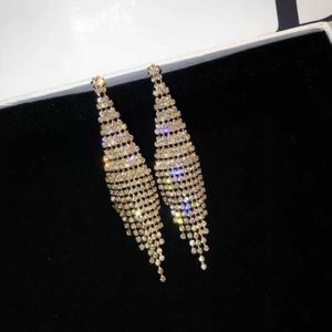Super Flash Diamond Two-color Tassel Earrings for Women(Gold stud earings)