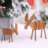 2 PCS Christmas Decorations Wooden DIY Elk Decorations Children Creative Gifts Desktop Decoration  Size:S(Wood Color)