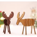 2 PCS Christmas Decorations Wooden DIY Elk Decorations Children Creative Gifts Desktop Decoration  Size:S(Wood Color)