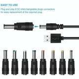 12 in 1 DC Power Cord USB Multi-Function Interchange Plug USB Charging Cable(Black)