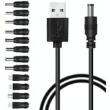 12 in 1 DC Power Cord USB Multi-Function Interchange Plug USB Charging Cable(Black)