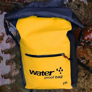 Outdoor Folding Double Shoulder Bag Dry Sack PVC Waterproof  Backpack  Capacity: 25L (Yellow)