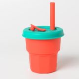 Kinderen Siliconen Stro Cups Drop En Hoge Temperatuur Resistente Water Cups Red Cup + Groene Cover (400ml)