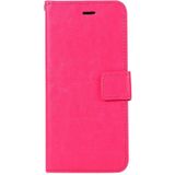 For iPhone X Crazy Horse Texture Horizontal Flip Leather Case with Holder & Card Slots & Wallet & Photo Frame(Magenta)