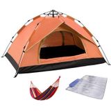 TC-014 Outdoor Beach Travel Camping Automatic Spring Multi-Person Tent For 3-4 People(Orange+Mat+Hammock)