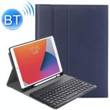 YA07B Detachable Lambskin Texture Round Keycap Bluetooth Keyboard Leather Case with Pen Slot & Stand For iPad 9.7 inch (2018) & (2017) / Pro 9.7 inch / Air 2 /Air(Dark Blue)