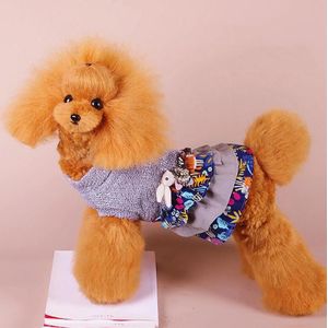 Autumn And Winter Pet Skirt Teddy Bichon Hiromi Schnauzer Yorkshire Small Dog Clothes  Size: S(Blue Gray)