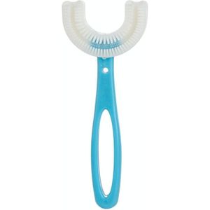 10 PCS U-shaped Children Baby Hand-held Soft Toothbrush Brushing Artifact for 6-12 Years Old  Style: Straight Handle (Blue)