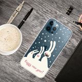 Trendy Cute Christmas Patterned Case Clear TPU Cover Phone Cases For iPhone 12 / 12 Por(Three White Rabbits)