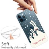 Trendy Cute Christmas Patterned Case Clear TPU Cover Phone Cases For iPhone 12 / 12 Por(Three White Rabbits)