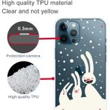 Trendy Cute Christmas Patterned Case Clear TPU Cover Phone Cases For iPhone 12 / 12 Por(Three White Rabbits)