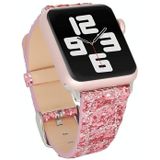 Voor Apple Watch 5 & 4 44mm / 3 & 2 & 1 42mm Glitter Sequins Leather Replacement Strap Watchband (Pink Silver)