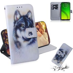 White Wolf Pattern Coloured Drawing Horizontal Flip Leather Case for Motorola Moto G7 Power  with Holder & Card Slots & Wallet