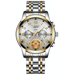 FNGEEN 4001 Men Non-Mechanical Watch Multi-Function Quartz Watch  Colour: Gold White Surface