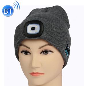 Unisex Warm Winter Polyacrylonitrile Knit Hat Adult Head Cap with LED and Bluetooth (Grey)