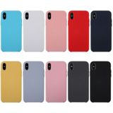 For iPhone X Pure Color Liquid Silicone + PC Dropproof Protective Back Cover Case(White)