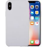 For iPhone X Pure Color Liquid Silicone + PC Dropproof Protective Back Cover Case(White)