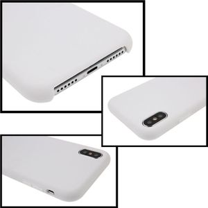 For iPhone X Pure Color Liquid Silicone + PC Dropproof Protective Back Cover Case(White)
